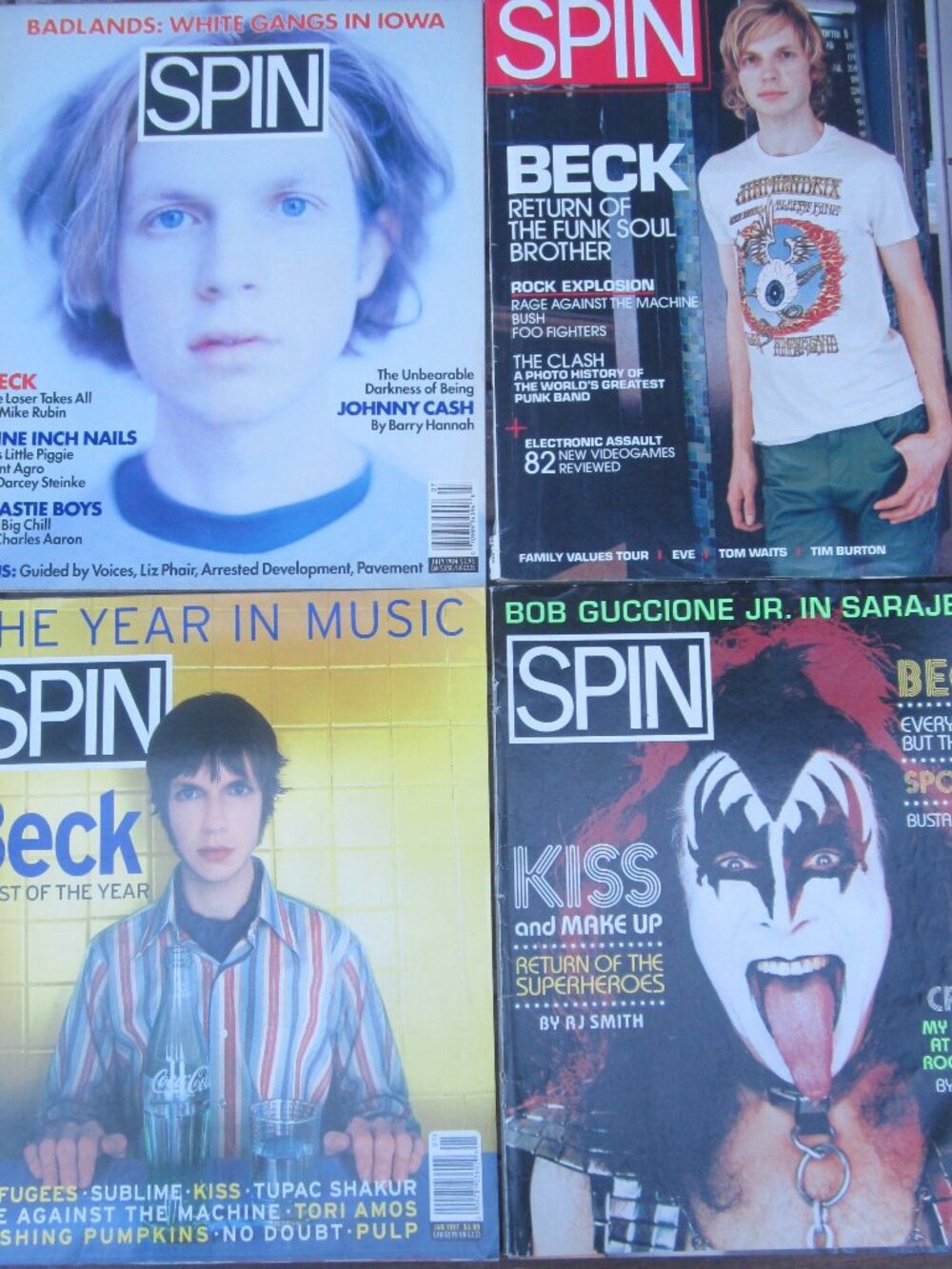 Lot of (4) Beck Spin Magazines - Kiss Gene Simmons-1990's